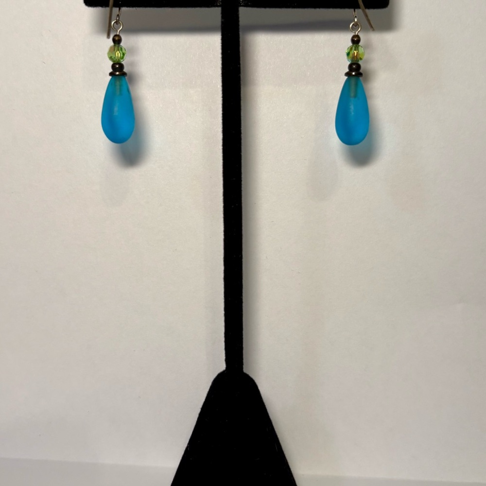 Elegant Blue and Green Drop Earrings